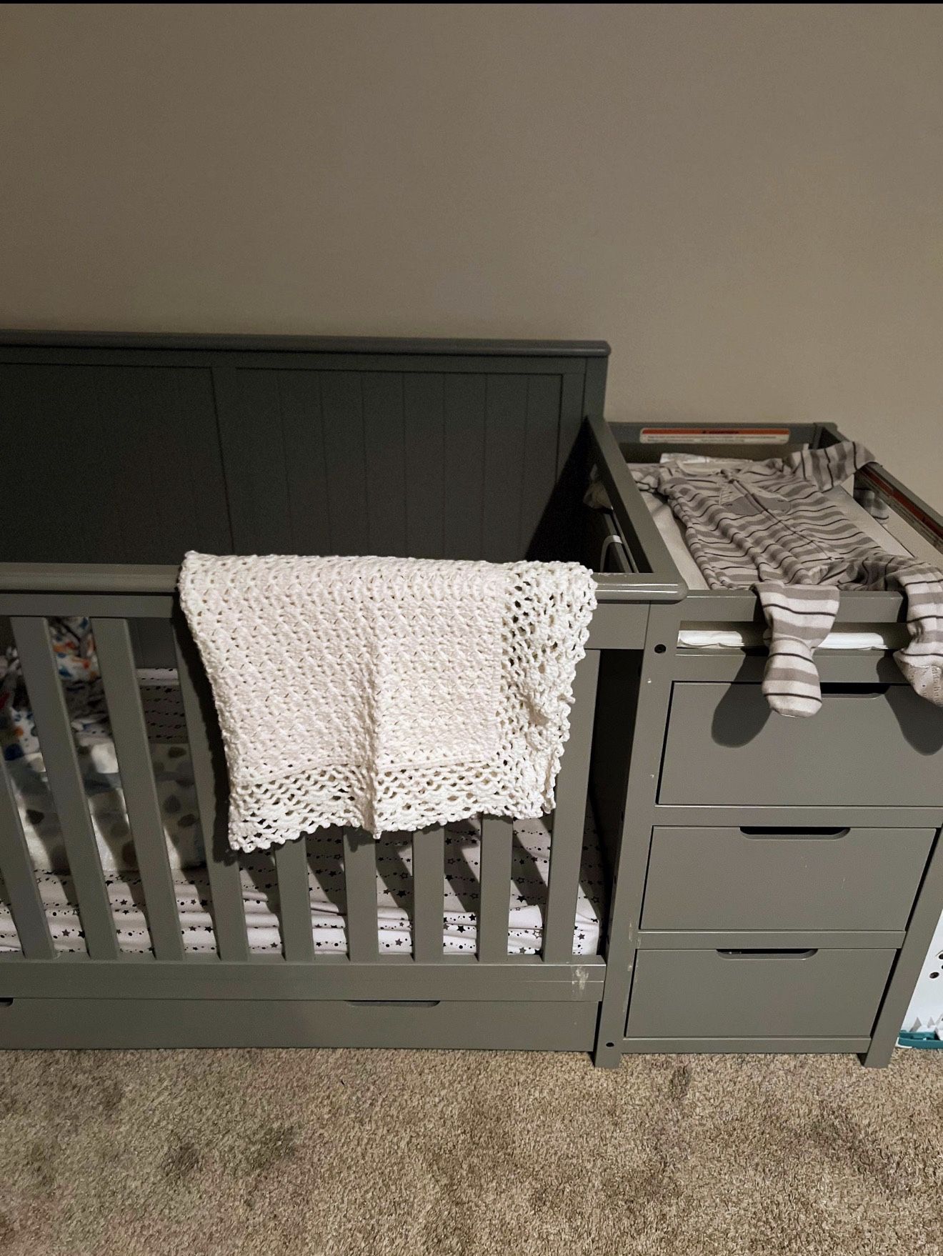 5-in-1 Convertible Crib and Changing Table With Storage