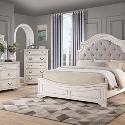 Bedroom Set Antique White 4pcs Queen 