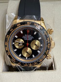 Rolex Daytona Yellow Gold Black Dial Ceramic Bezel Mens Watch 116518 Box Card