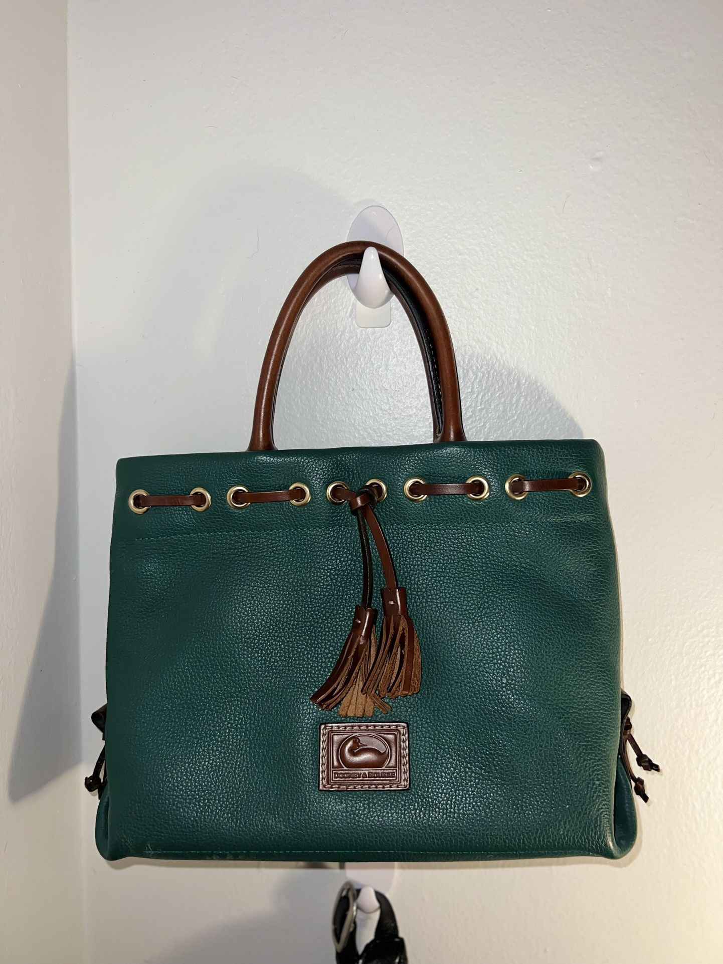Dooney & Bourke Forest Green Satchel with Brown Accents