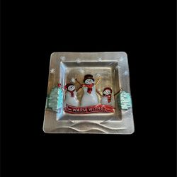 St. Nicolas Square Snowman Platter Plate Warm Wishes 11x11 Christmas New