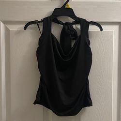 Brand New Black Tie Back Ruched Top Size L Juniors