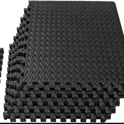 Mat Block EVA Exercise Floor Mats: Interlocking Foam Tile Performance Mats - 6 Tiles (Area: 24 SQ FT) 1/2 inch Thickness, EVA Home Gym Exercise Floor