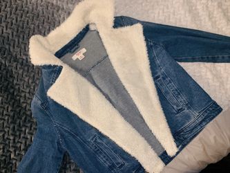 Sheepskin denim jacket