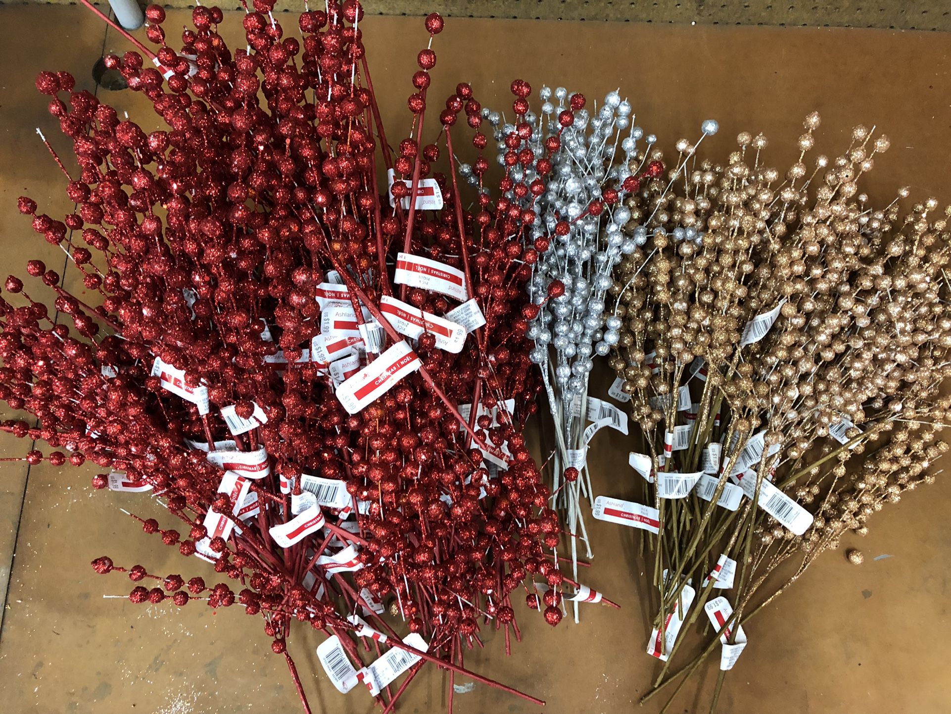 100 + Glitter ball Christmas Floral Picks NEW  -Some Have Damage