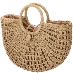 Rattan Tote Handbag Hand-woven Straw Top-handle Bag