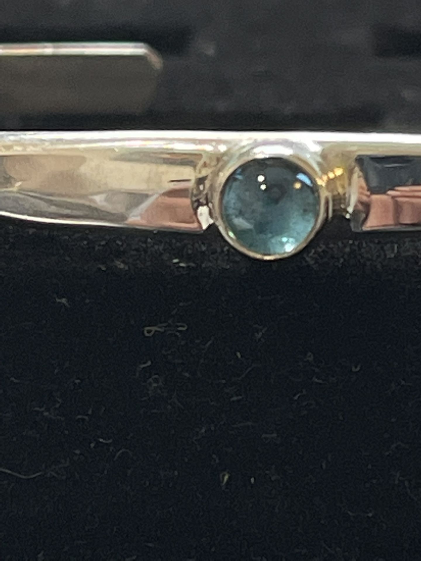 VINTAGE STERLING SILVER BLUE TOPAZ CUFF BRACELET . - SIGNED "JOR"