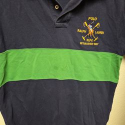 Polo Ralph Lauren Custom Slim Fit Shirt Mens L Big Pony Crest Short Sleeve Blue