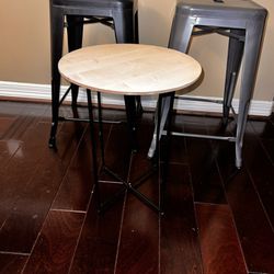 Metal Stools And Small Side Table
