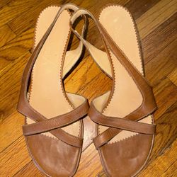 MAX MARA brown cross strap kitten sandal size EU 39 .US 8,5