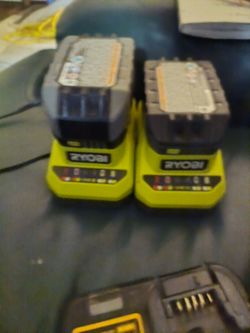 Like new Ryobi One Plus battery and charger sets
