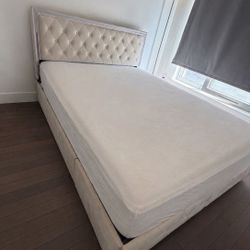 Queen size bed frame with LED Light and storage