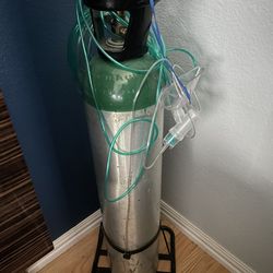 Jumbo Aluminum Gas Cylinder Kit — Regulator, Mask, Tubing & Cart — O2, Welding, CO2