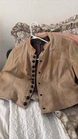 Beige, leather jacket for sale