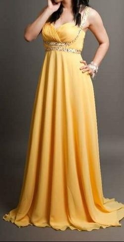 Yellow dress gown homecoming wedding bridesmaid prom