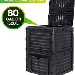 80 Gallon (300 L) Garden Compost Container of BPA-Free Material, Large Outdoor Composting Composting Container, Easy Assembly, Fast Creation of Fertil