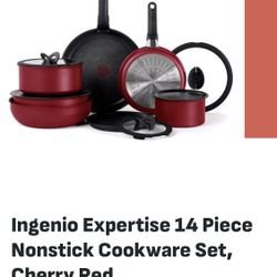 T-Fal Ingenio 14pc Cookware Set Cherry Red New in Box