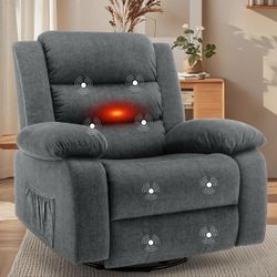 New -Korser Oversized Swivel Rocker Recliner Chair with Massage and Heating