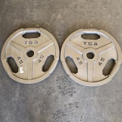 Excellent condition TSA 45lb Olympic Grip Weight Plates