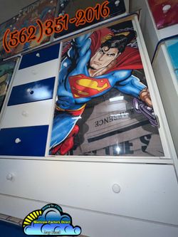 New Superman Dresser Wardrobe Blue & White Ropero Cajonera Para Niños