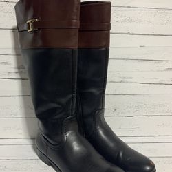 Man made materials women size 11 Black And Brown Knee High Boots