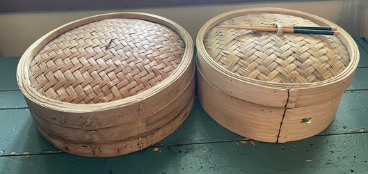2 Bamboo sticky rice Dumpling cooker steamer baskets