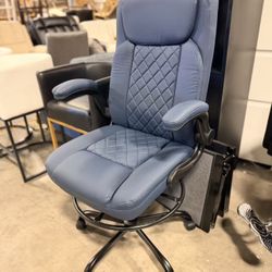Leather Drafting Chair, Tall Office Chair for Standing Desk, blue  $80 