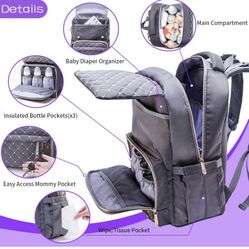 Diaper Bag Backpack, Bamomby Multi-Function Travel Backpack Bags,Registry Baby Shower Gifts (Gray)
