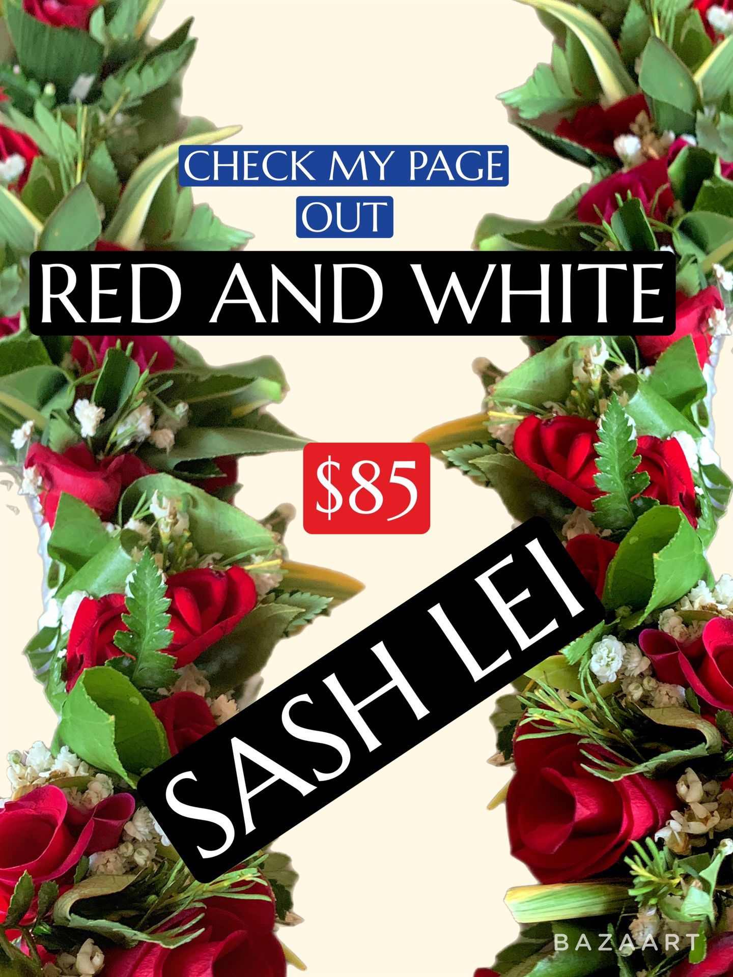 Fresh Red Rose Sash Lei