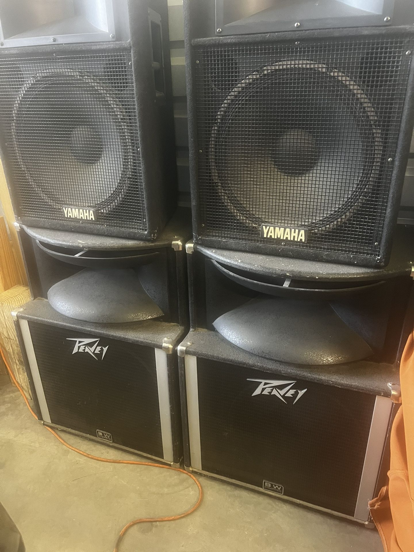 Peavey speakers, Peavey mixer and Crown Amp