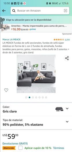 La Meack sectional sofa covers super stretch l-shape couch covers whit 2 pillowcases washable slips covers for dogs, cats, pets, kids,  Thumbnail