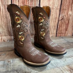 Women Western Wide Calf Cowgirl Boots Bota Para Dama Tubo Ancho Rodeo