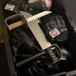 Sparring gloves and ropes