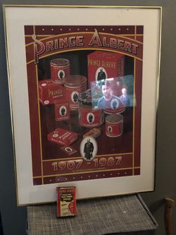 RJ Reynolds Tobaccoville Company 1907 through 1987 Prince Albert poster with Prince Albert special offer old-timers knifes tobacco￼