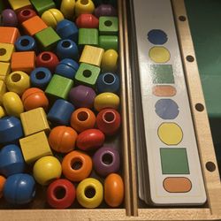 Wooded Beads With Ten Pattern Sticks Like New Pick Up Today