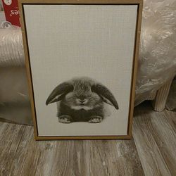 Rabbit Canvas By Simon Te Natural Frame 24 X 18