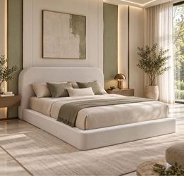 🔥Cloud full size   Bed Frame with Rounded-Corner Headboard,  O-5 new in box
