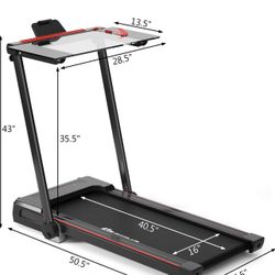 Visit the Goplus Store Goplus 3-in-1 Treadmill with Large Desk, 2.25HP Folding Electric Treadmills, LED Display, Remote Control, Blue Tooth Speakers, 