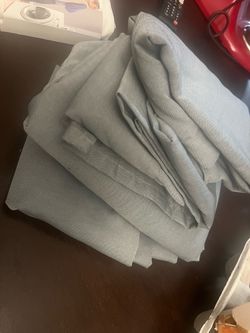 Light Blue Gray Fabric Cloth curtains