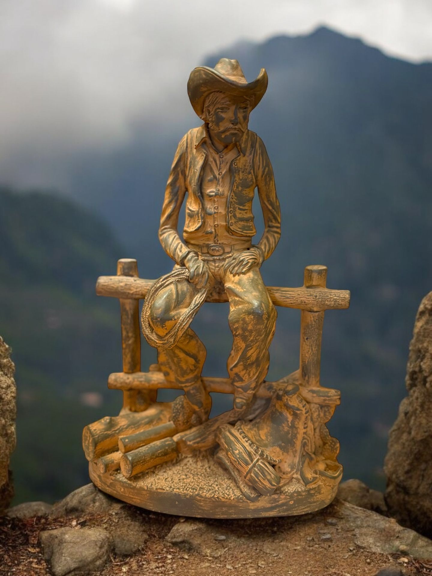 Apsit Bros. Multicolor Cowboy Sculpture Western Wild West Theme Original