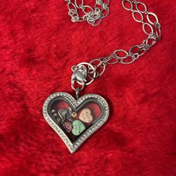 Origami Heart Locket with Chain and Charms