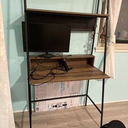 Modern Metal and Wood Ladder Computer Desk