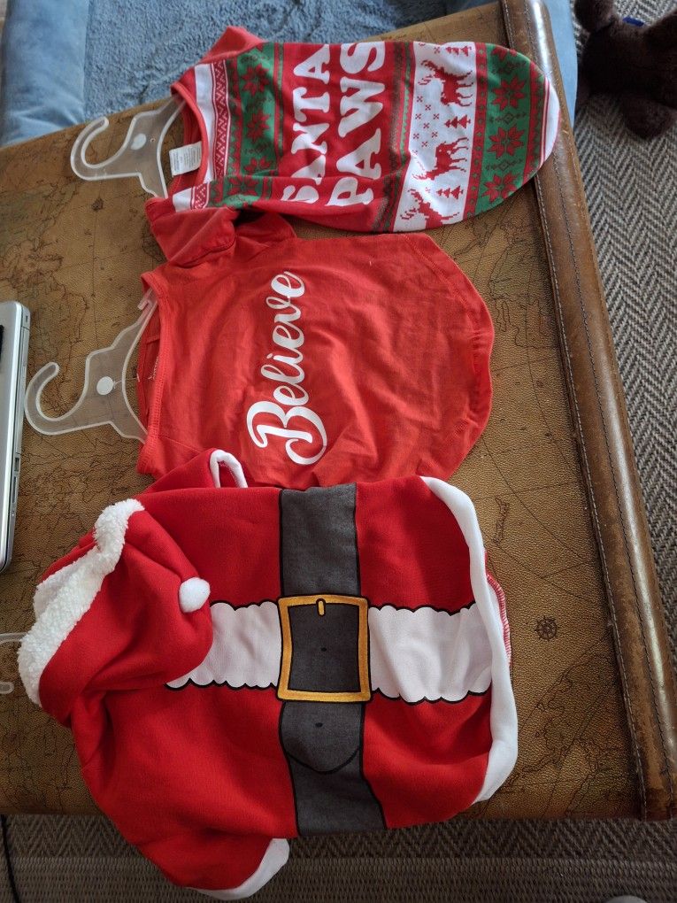 Three Christmas Dog Outfits Medium Large