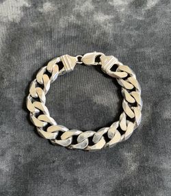 Sterling Silver 925 Mens Italy Vintage VTG Bracelet Cuban Flat Curb Link 1/2" 12.70mm Wide 60.45 Grams Solid Heavy 8" Plata