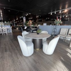 Black/white 5PC Dining Table Set