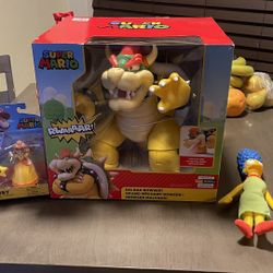 Big Bad bowser with princess beach, princeds daisy Jakks Plush Marge and Maggie