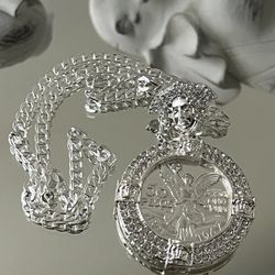 50 Pesos Silver Plated Medallion Pendant With Chain Necklace 20” 5.5mm