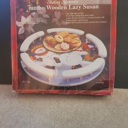 Skating Snowman Jumbo Wooden Lazy Susan