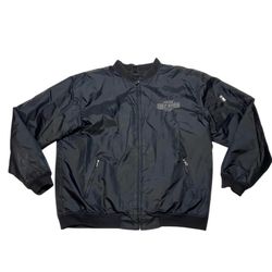 Harley-Davidson Bomber Jacket Embroidered Logo Tall 2XL Black Nylon Soft Shell