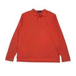 POLO RALPH LAUREN LONG SLEEVE SHIRT XL MENS ORANGE PULLOVER PRL BIG PONY VINTAGE